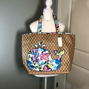 NWT! Vera Bradley Marian Whale Large Beach/Tote Bag.
